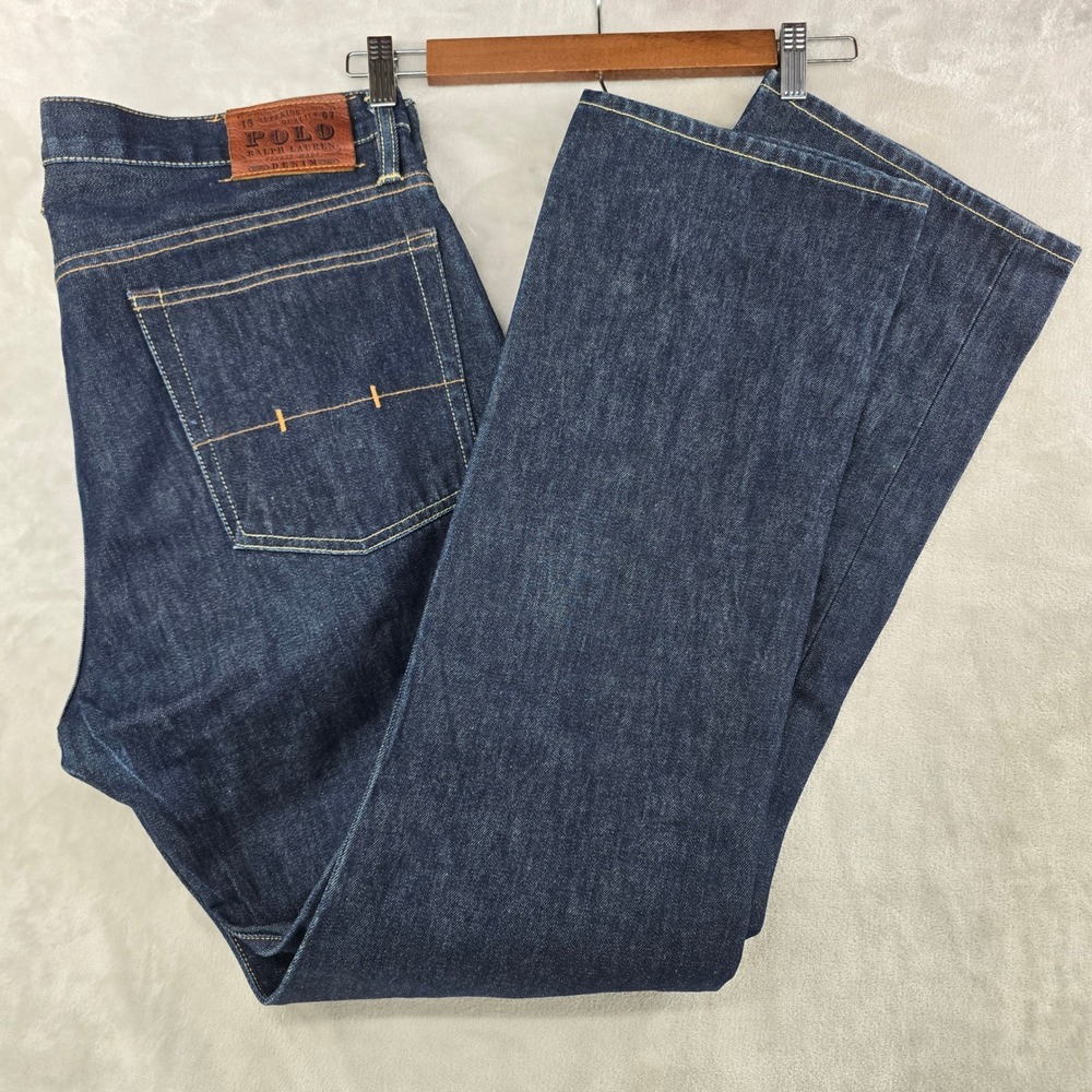 Polo Ralph Lauren Jeans Mens 36x34 Blue Vintage 67 Straight Leg Dark Wash Denim